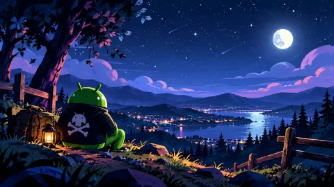 Android Stargazing Over a Moonlit Valley Wallpaper #1542