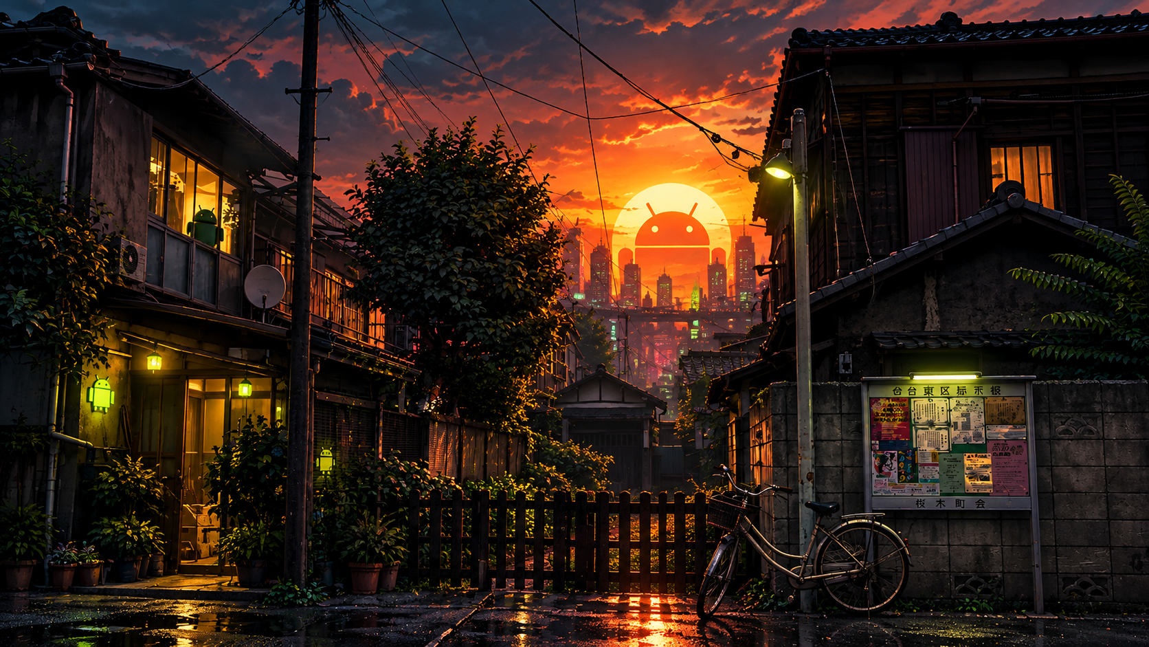 Android Sunset Over Neo-Tokyo Alley