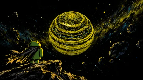 Android Under the Swirling Neon Planet Wallpaper #1547