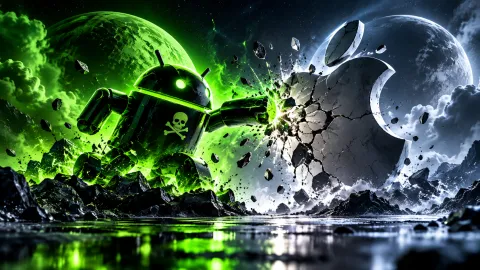 Android vs Apple_ Neon Shattered Worlds