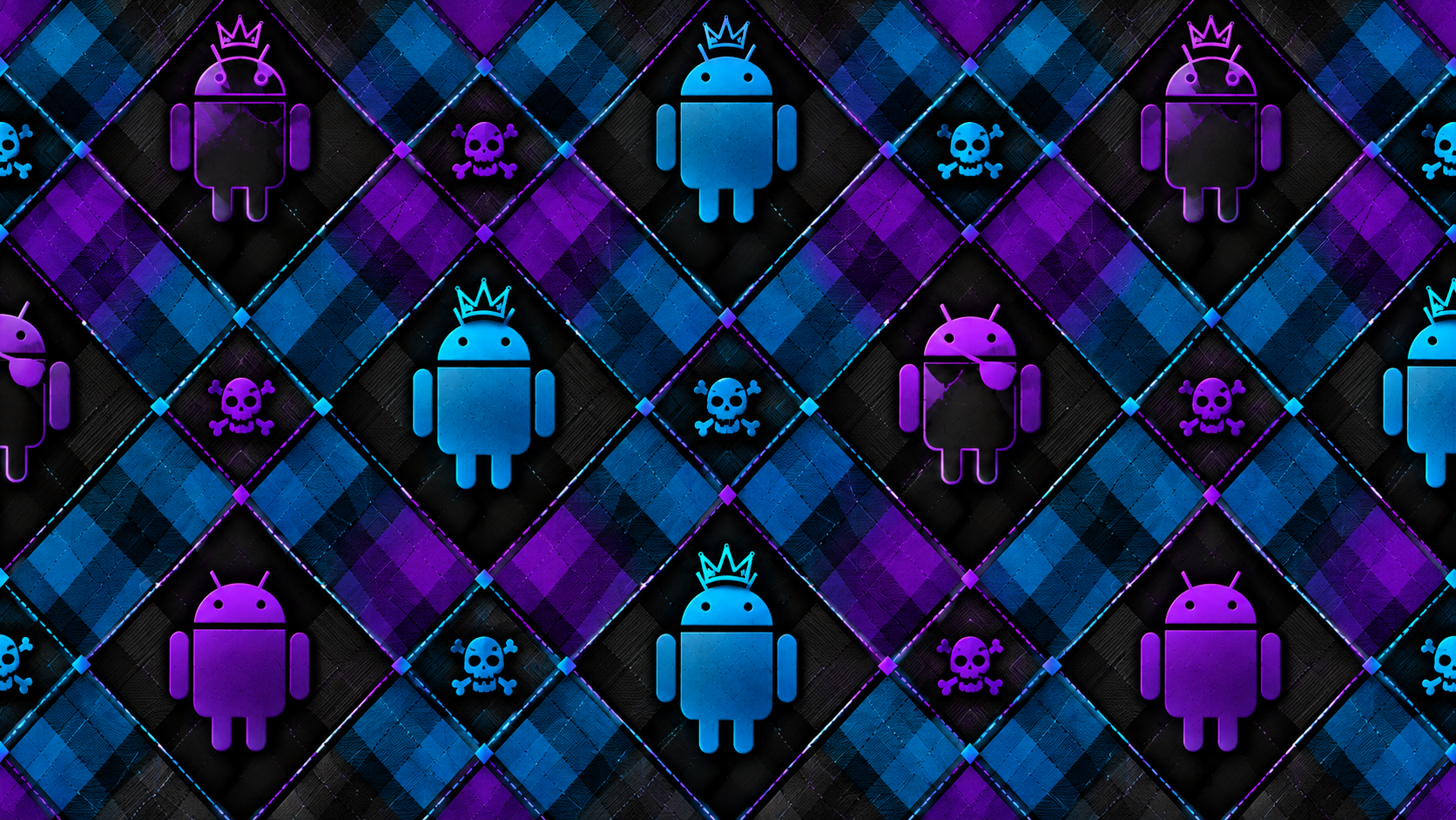 Android Wallpaper Cyan and Purple Argyle
