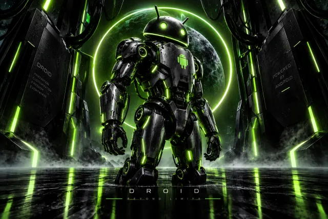 Android Wallpaper Emerald Mech Portal