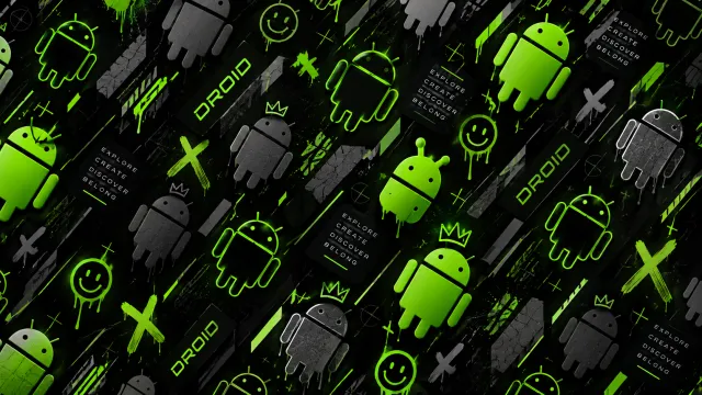 Android Wallpaper Green Droid Graffiti Pattern