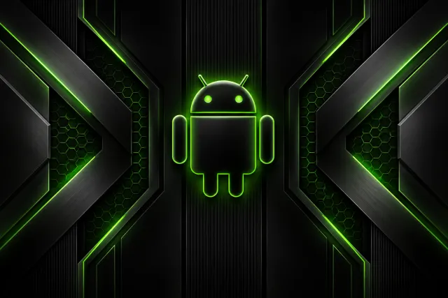 Android Wallpaper Neon Green Corridor
