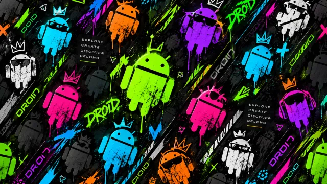 Android Wallpaper Rainbow Droid Graffiti Pattern
