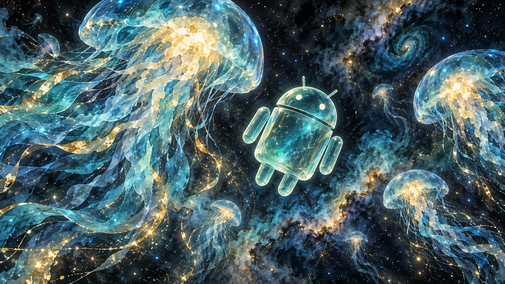 Android Watercolor Nebula — Cosmic Jellyfish