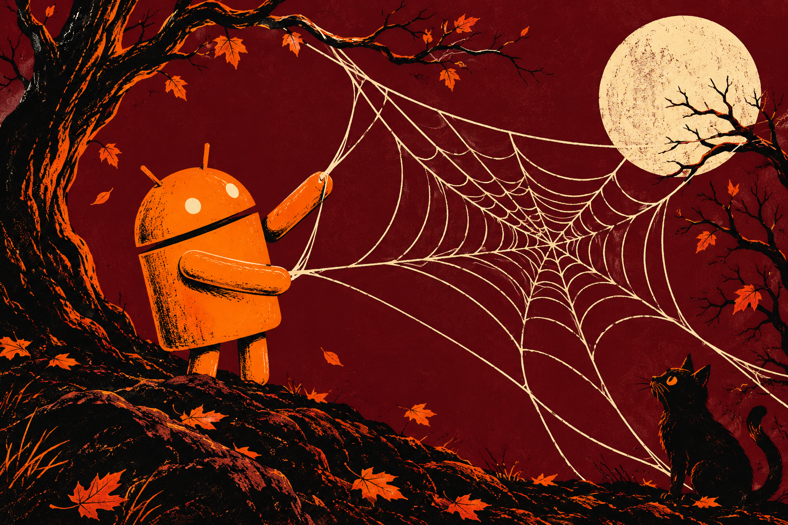 Android Web Screenprint — Orange Web