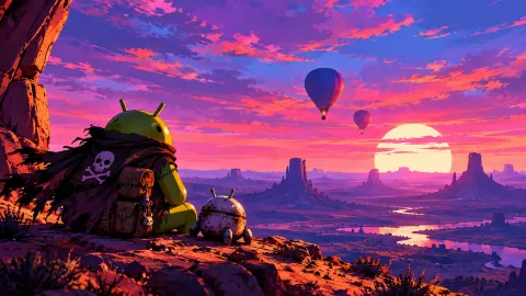Androids at Sunset’s Edge Wallpaper #1554
