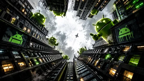 Androids Over the Neon City Canyon Wallpaper #1556
