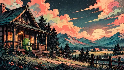 Android's Sunset Cabin Retreat