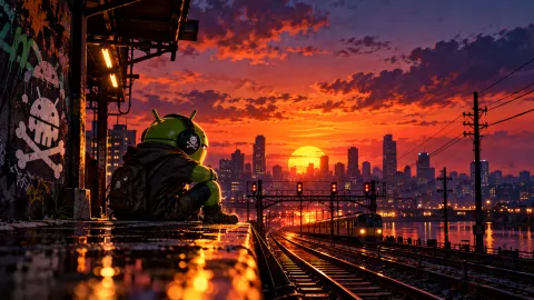 Android’s Sunset Railway Reverie Wallpaper #1564