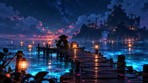 Bioluminescent Pirate Haven Wallpaper #1566