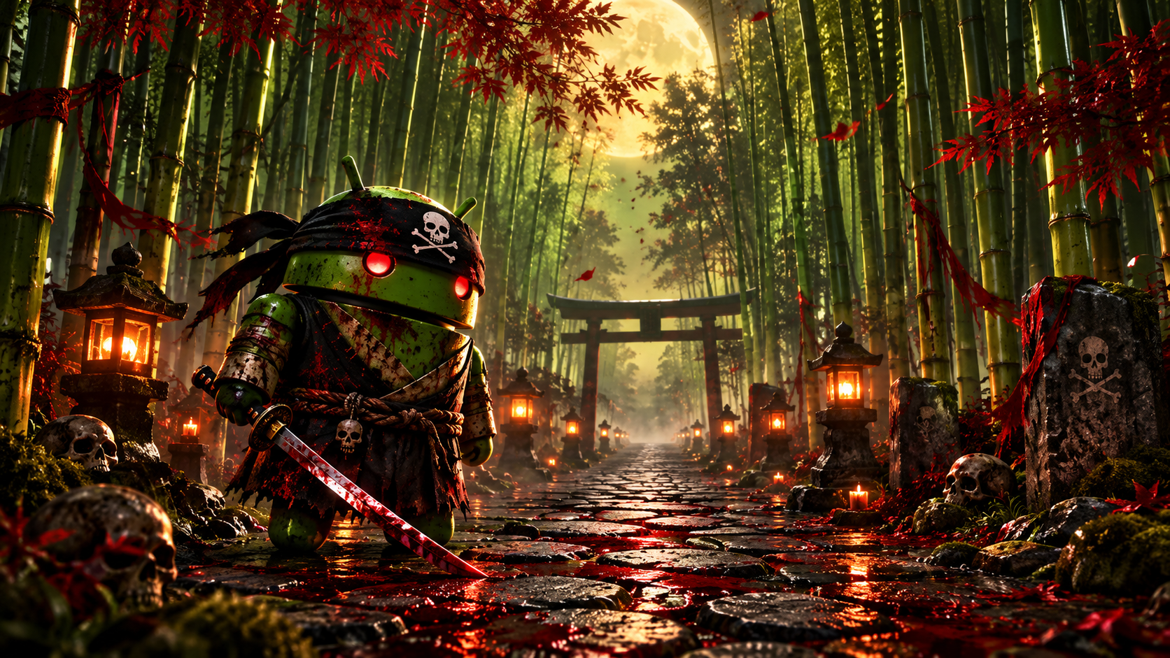 Blood Moon Ronin in the Bamboo Forest