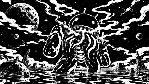 Cosmic Android Leviathan in Ink Wallpaper #1570