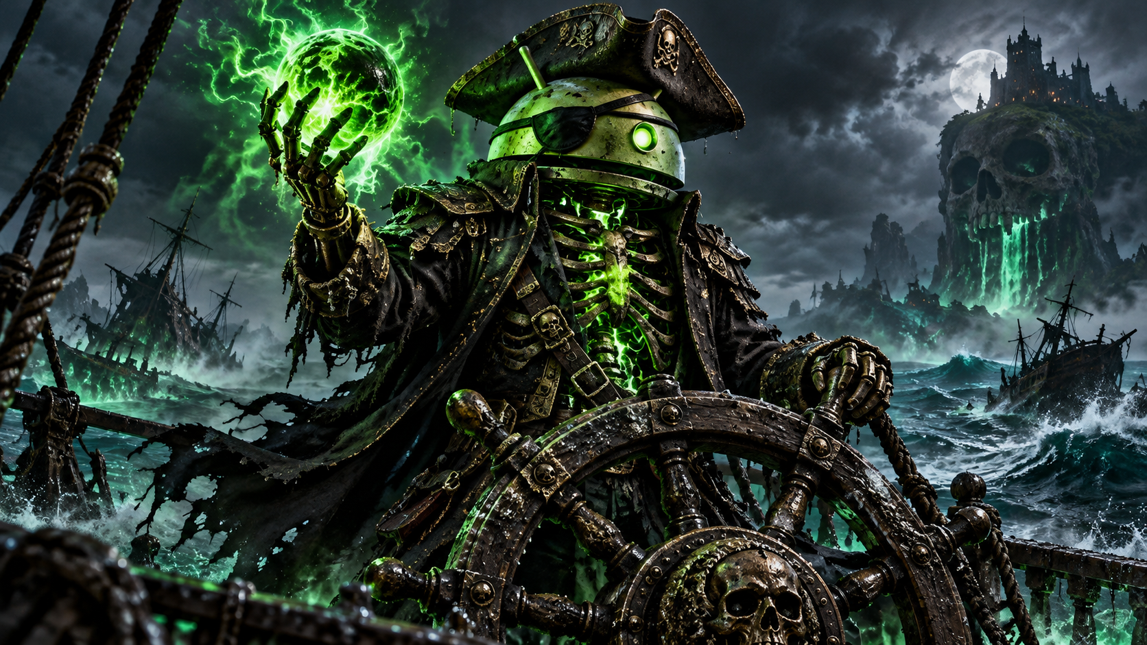 DroidPirate Cursed Energy Captain — Neon Spectral