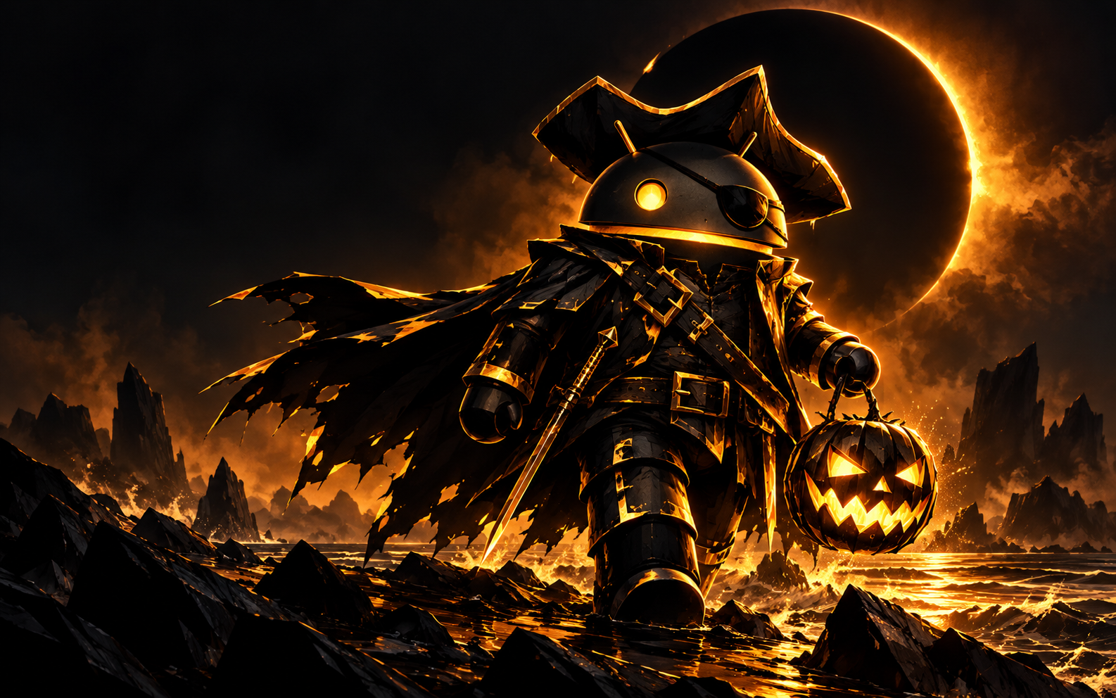 DroidPirate Eclipse Lantern — Black Gold Lantern