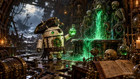DroidPirate Elixir Discovery — Neon Bone Alchemy
