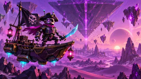 DroidPirate Floating Skiff — Purple Pyramid