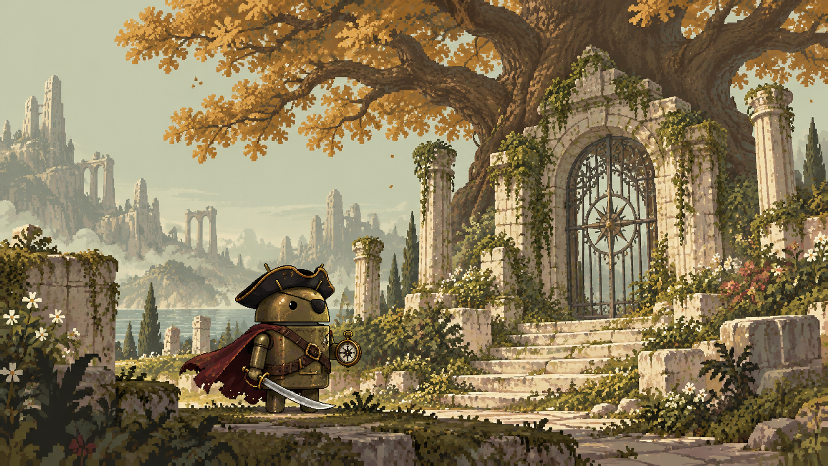 DroidPirate Mossy Gate — Mossy Pixel Ruins