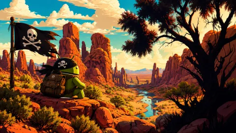DroidPirate Overlooking a Golden Canyon Wallpaper #1575
