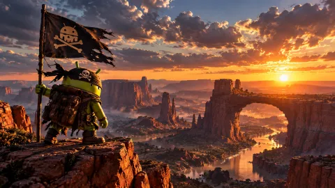 DroidPirate Overlooking Sunset Canyon Wallpaper #1576