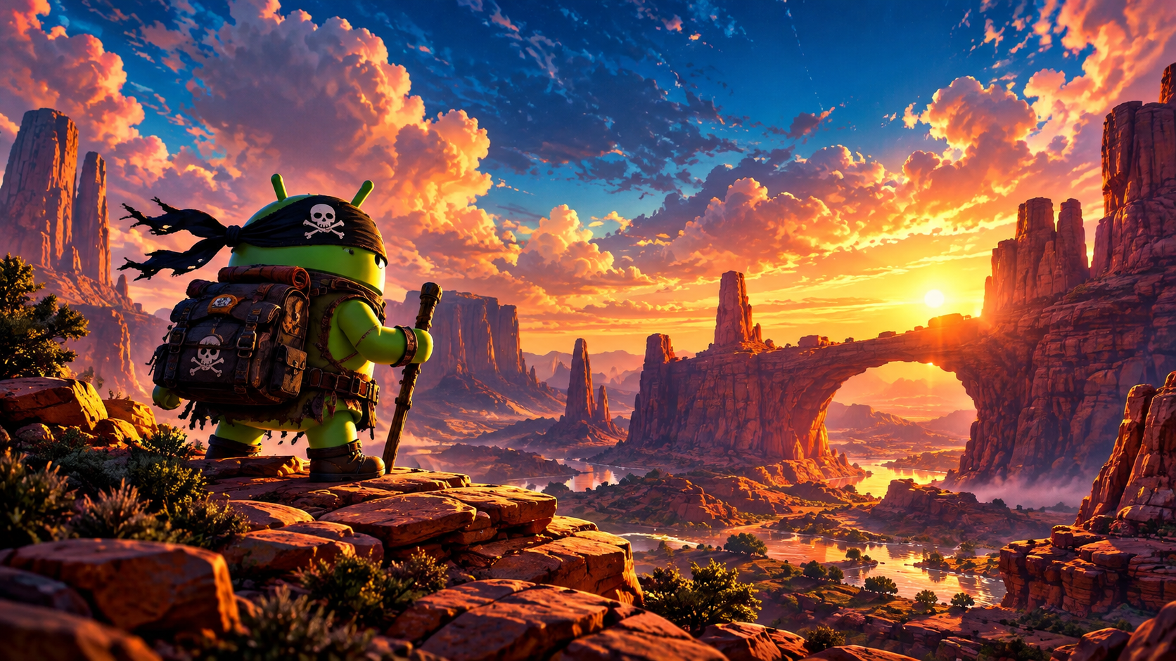 DroidPirate Overlooking the Sunset Canyon