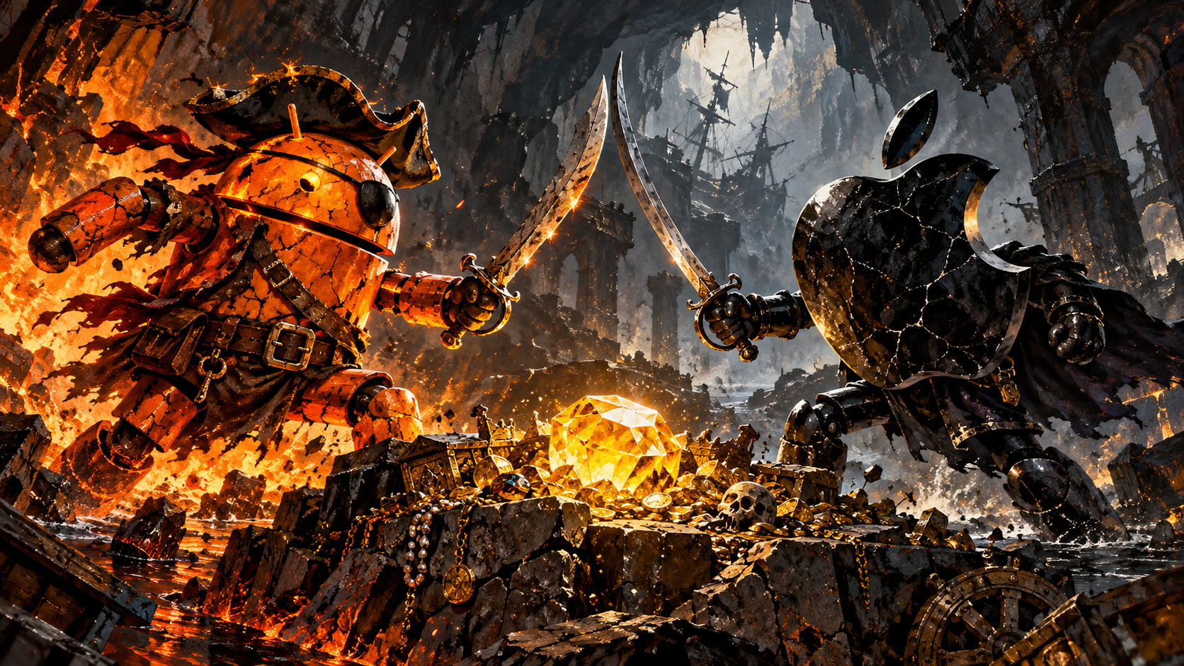 DroidPirate vs Apple Amber Treasure — Charcoal Ember