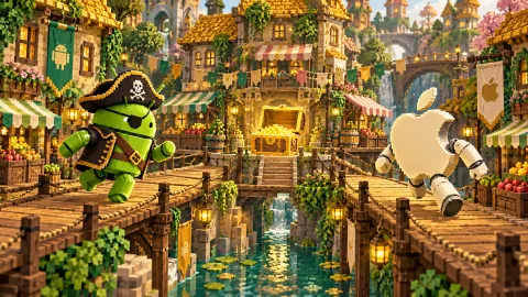 DroidPirate vs Apple Bridge Race — Golden Market