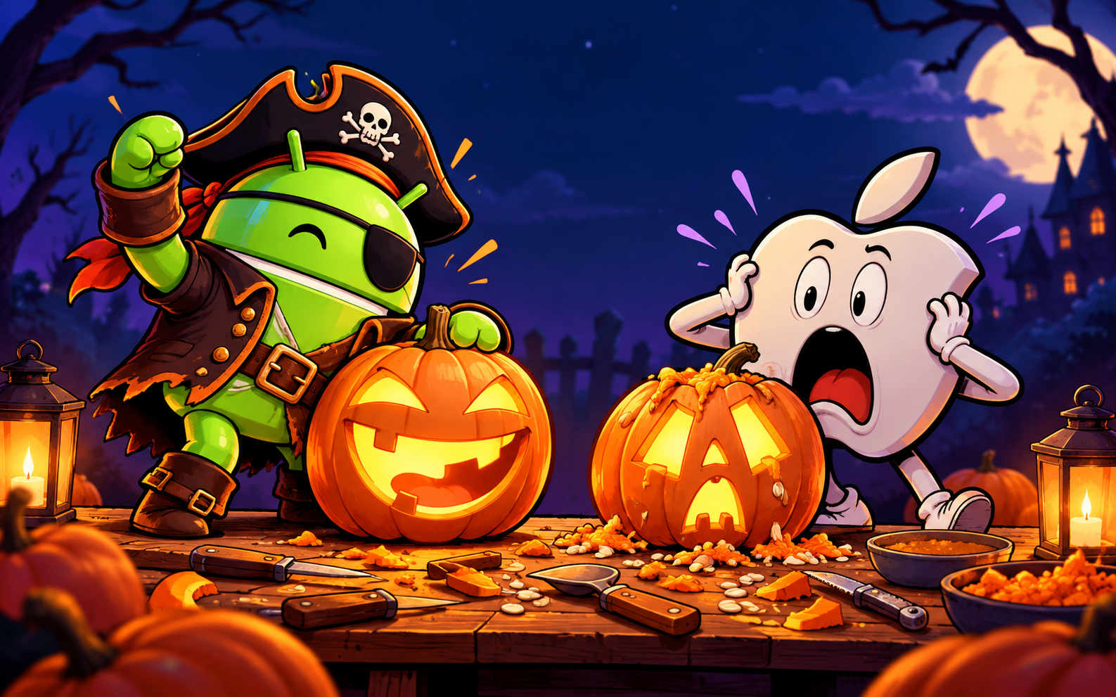 DroidPirate vs Apple Carving Contest — Pumpkin Expressions