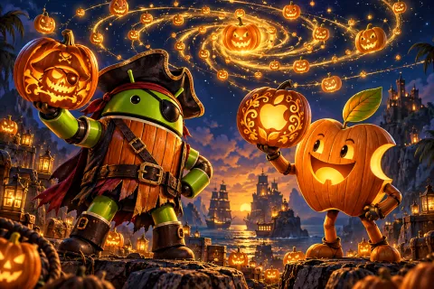 DroidPirate vs Apple Carving Contest — Pumpkin Radiance