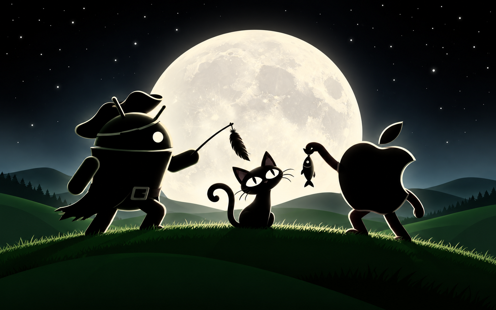 DroidPirate vs Apple Cat Rivalry — Moonlit Cat
