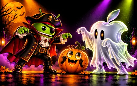 DroidPirate vs Apple Costume Contest — Playful Halloween