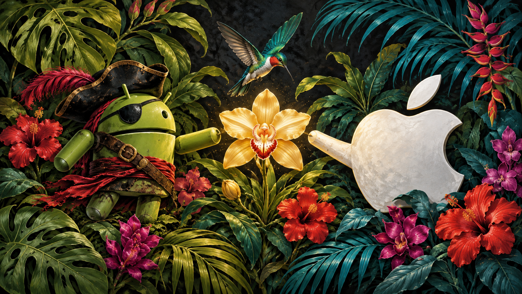DroidPirate vs Apple Golden Orchid — Tropical Floral