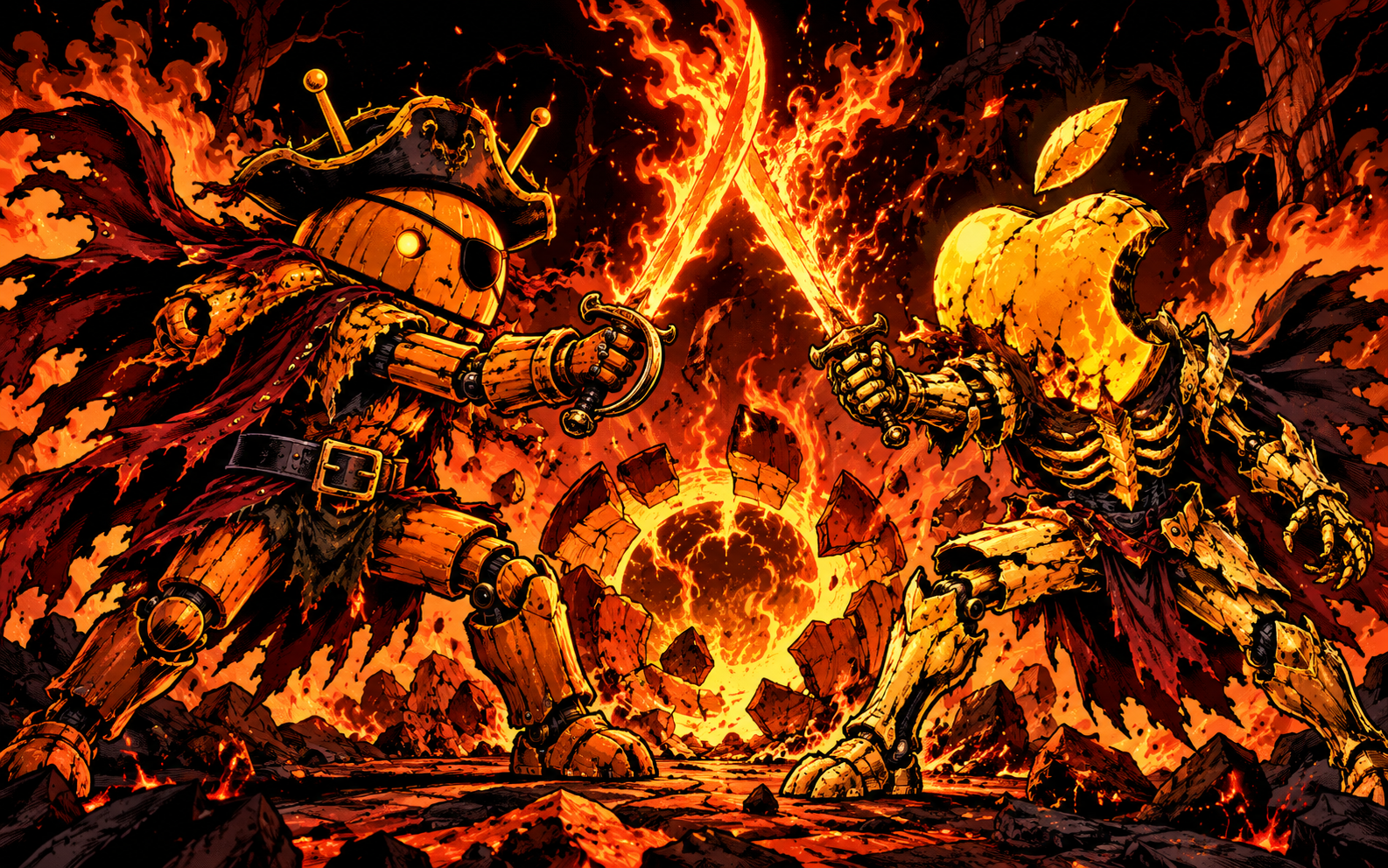 DroidPirate vs Apple Inferno Duel — Zombie Inferno