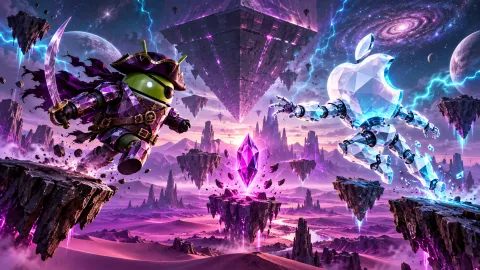 DroidPirate vs Apple Prism Race — Purple Pyramid