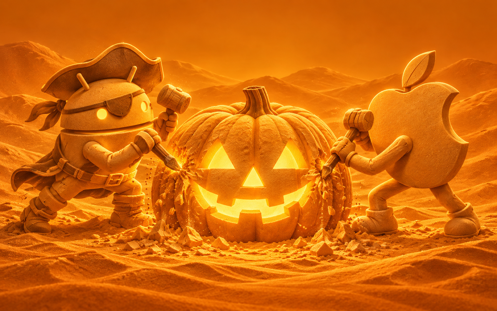 DroidPirate vs Apple Pumpkin Carving — Amber Pumpkin