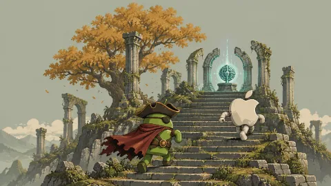 DroidPirate vs Apple Relic Race — Mossy Pixel Ruins