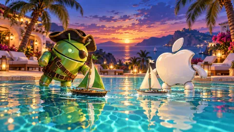 DroidPirate vs Apple Sailboat Race — Seaside Pool