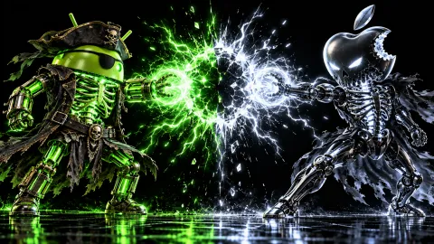 DroidPirate vs Apple Spectral Duel — Neon Spectral