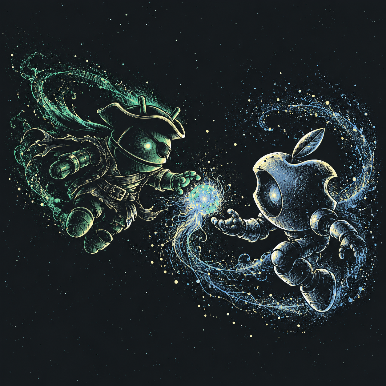 DroidPirate vs Apple Star Seed — Luminous Cosmos