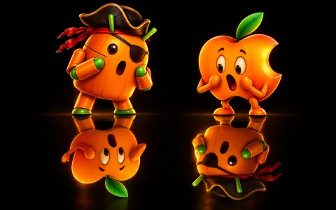 DroidPirate vs Apple Swapped Reflections — Pumpkin Reflection