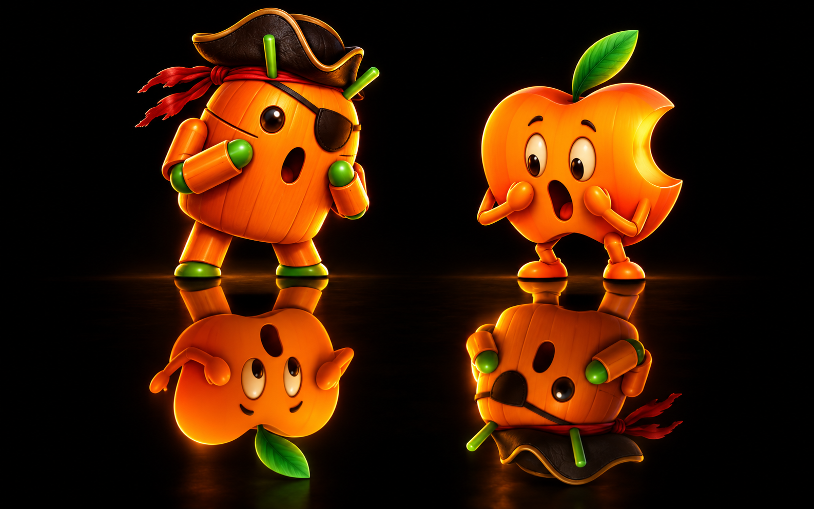 DroidPirate vs Apple Swapped Reflections — Pumpkin Reflection