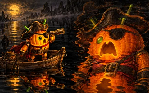 DroidPirate Warped Reflection — Pumpkin Reflection