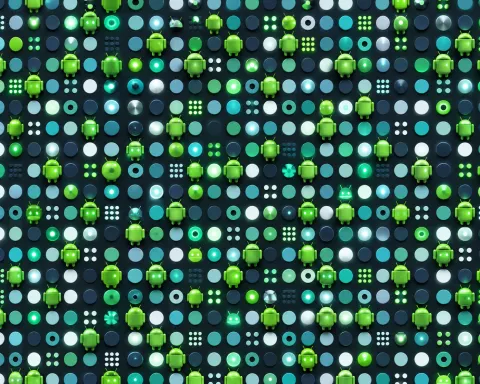 Futuristic Android Robot Grid Wallpaper