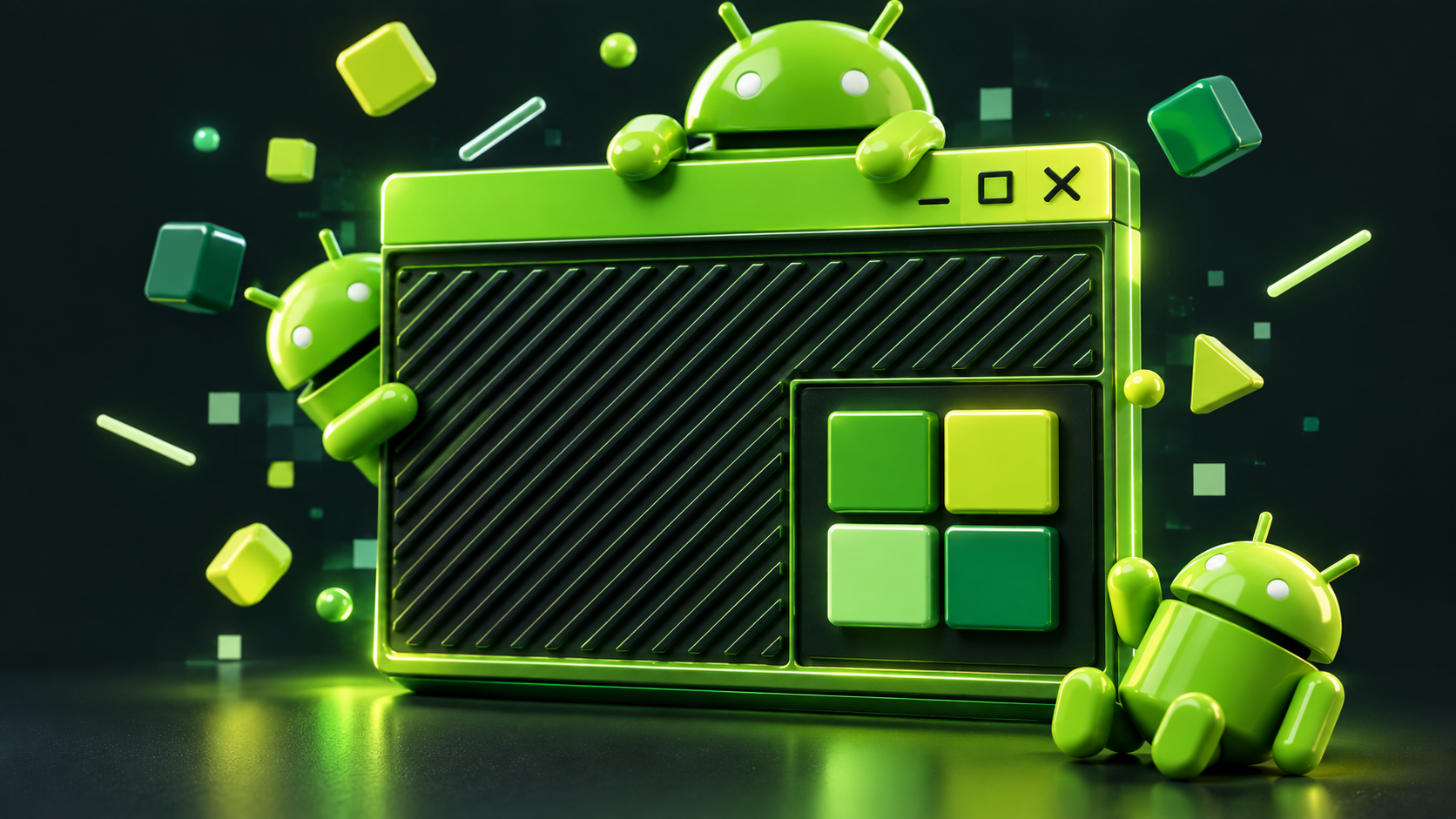 Glossy Neon Android Window Scene
