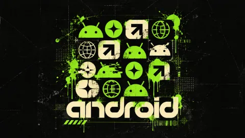 Gritty Neon Android Cyberpunk Poster
