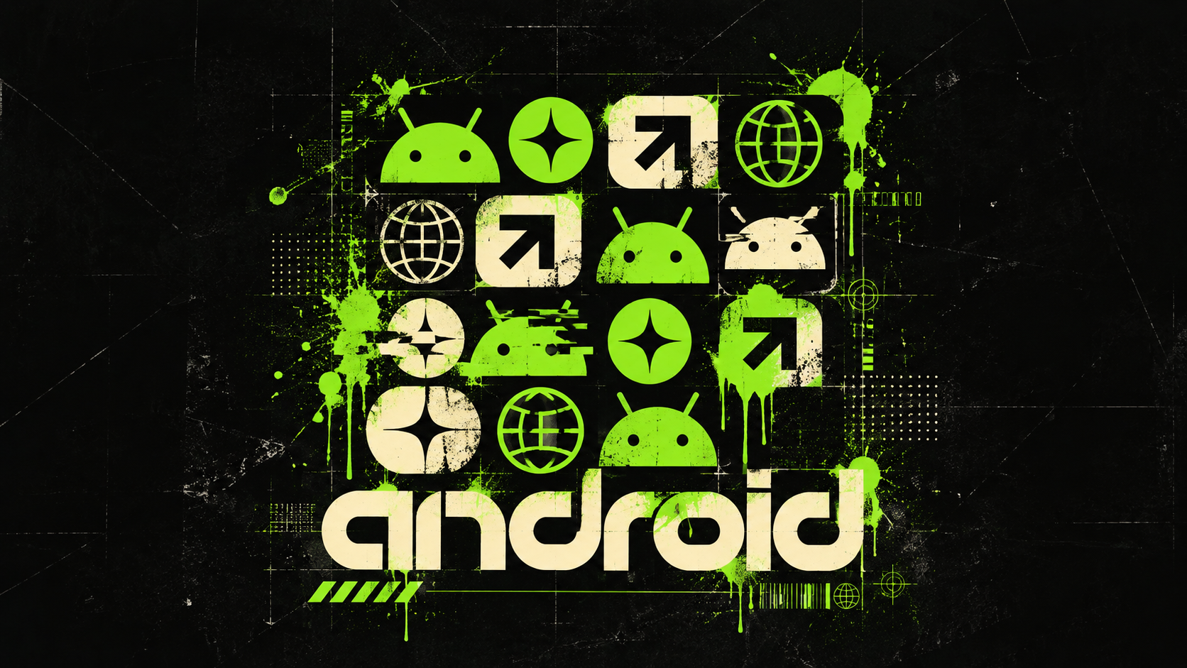 Gritty Neon Android Cyberpunk Poster