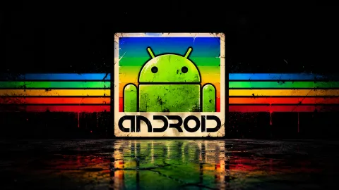 Grungy Neon Android Retro Poster