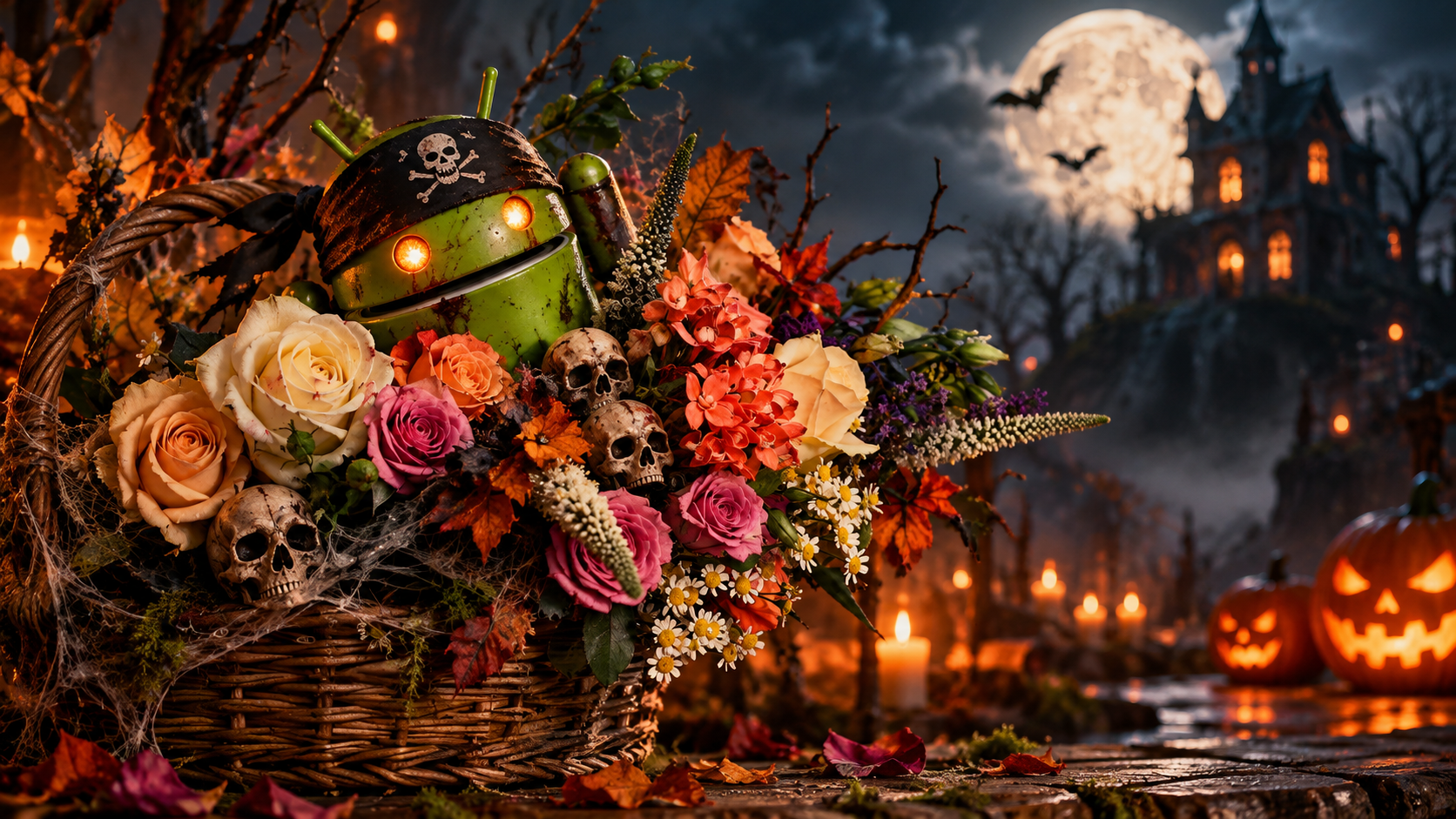 Haunted Android Flower Basket