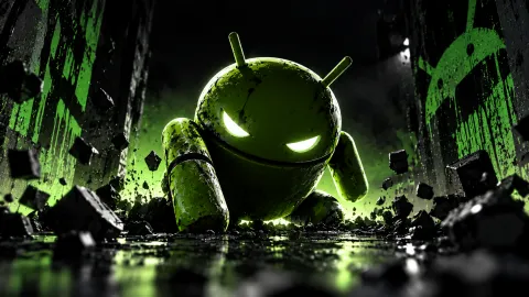 Menacing Android in Neon Ruins Wallpaper #1593
